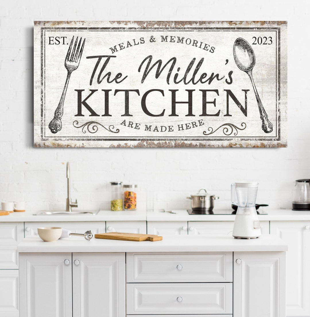 Personalized Family Kitchen Sign, Custom Kitchen Wall Decor, Modern Farmhouse Kitchen Wall Art