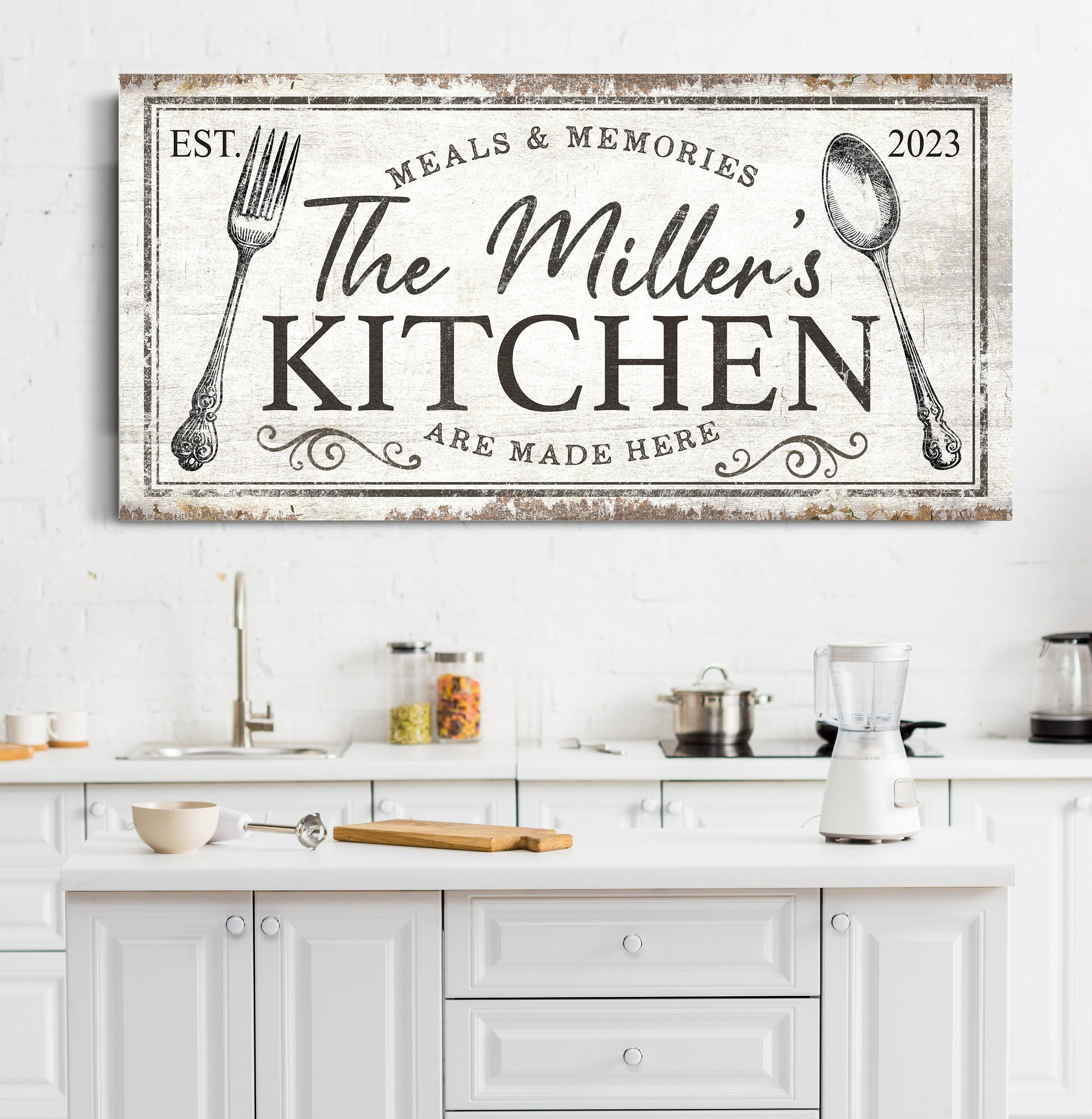 personalized family kitchen sign, custom kitchen wall decor