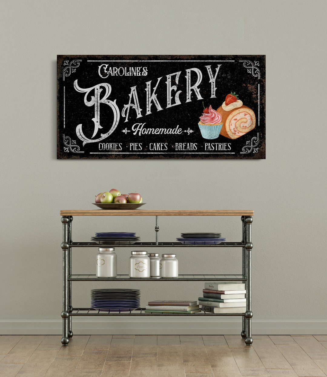Personalized Bakery Sign Family Name Cake Sign Homemade Bakery Kitchen ...