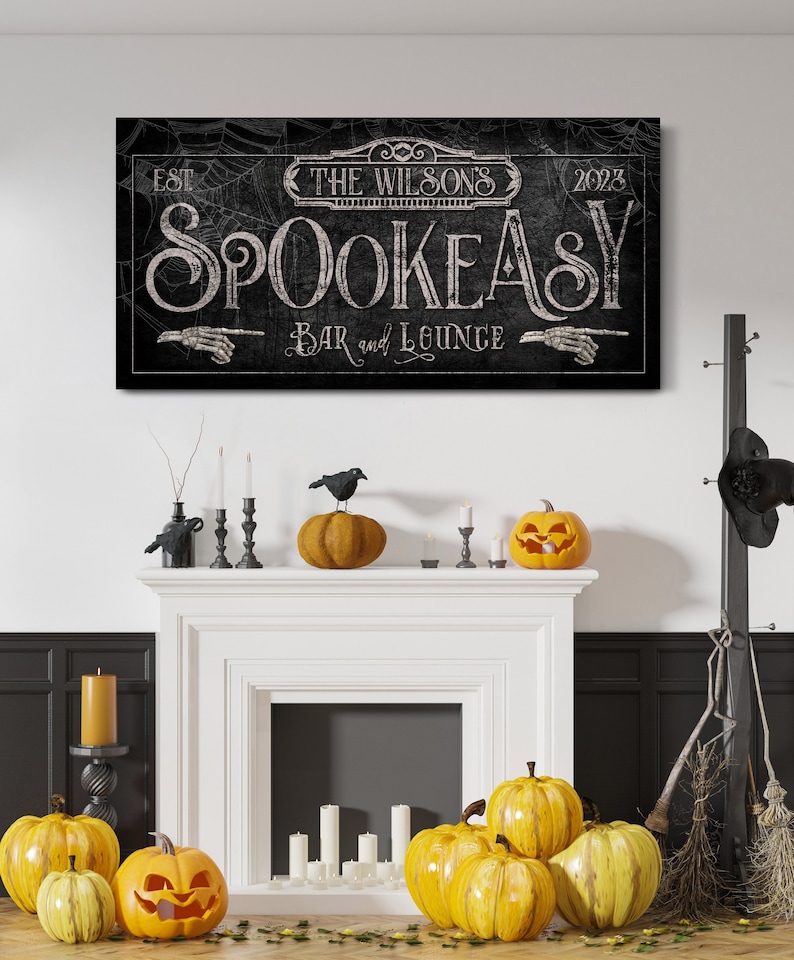 Spook Easy. Sign Personalized Spookeasy Bar & Lounge Sign, Rustic Creepy Gothic Bar ...