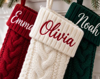 Personalized Embroidered Knit Christmas Stocking, Custom Name for a Stocking, 2026 Christmas Family Gift, Custom Wall Decor Holiday Gift