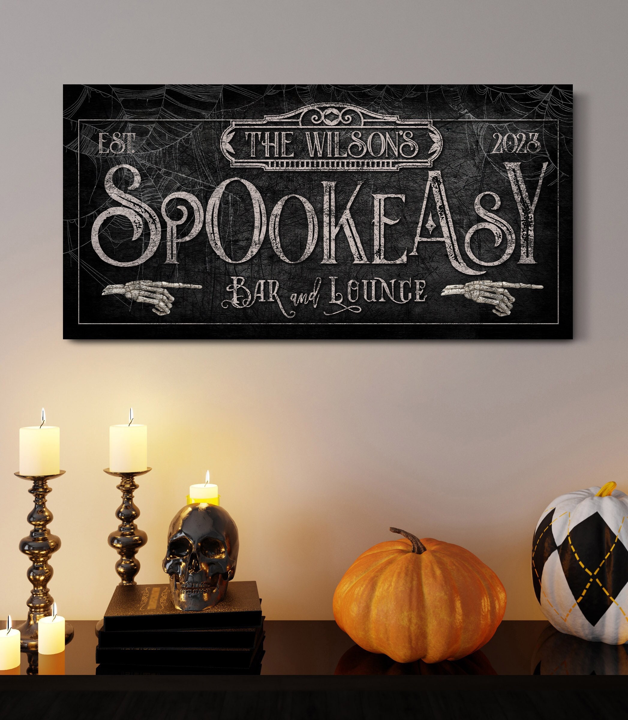 Spook Easy. Sign Personalized Spookeasy Bar & Lounge Sign, Rustic Creepy Gothic Bar ...