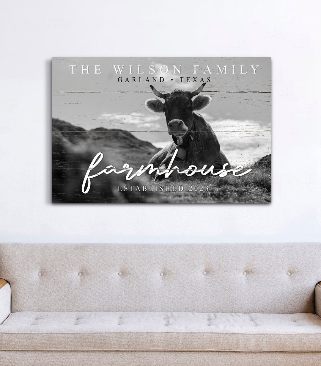 Personalized Farmhouse Sign, Custom Family Name Wall Decor, Cattle ...