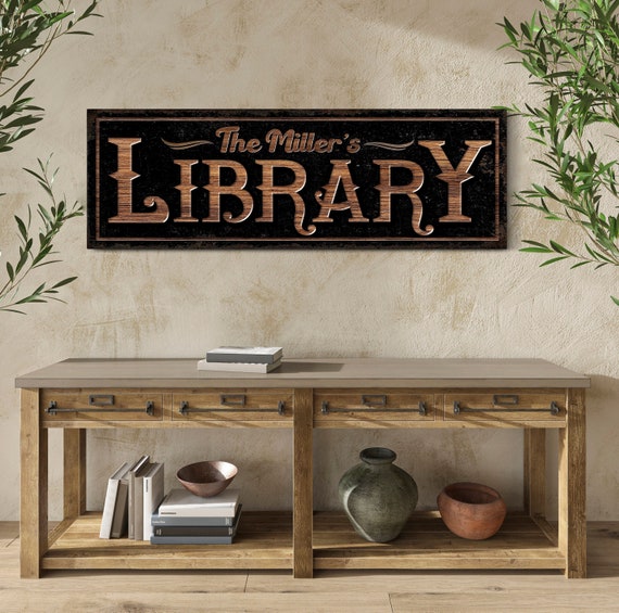 Custom Library Sign Reading Corner Sign Bookshelf Sign Teacher Gift Book Lovers Sign Book Club Sign Book Club Decor Large Canvas Wall Art