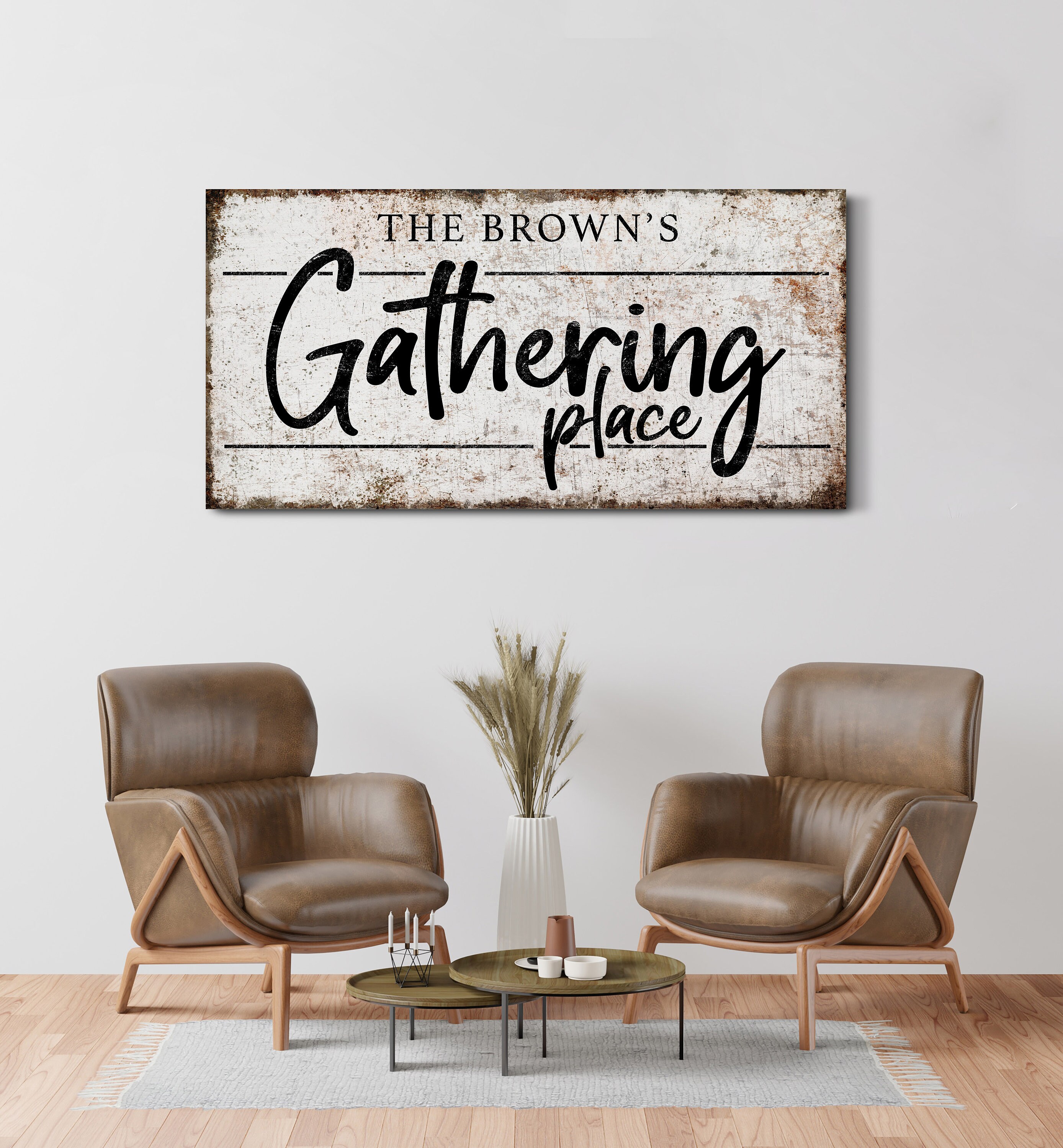 Personalized Family Gathering Place Sign Gather Signs Farmhouse Canvas ...