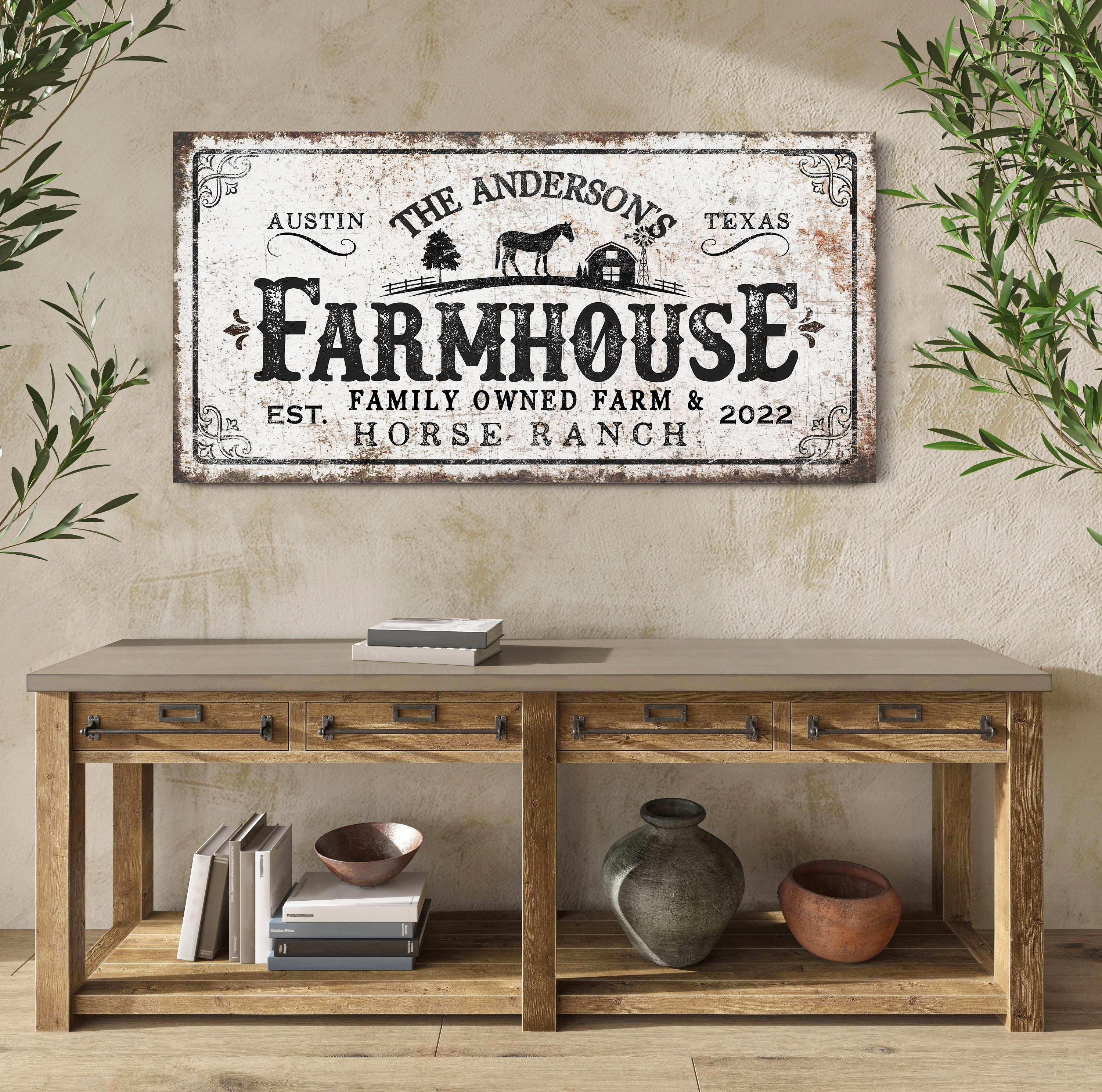 Old Ranch Style Signs Personalized Farmhouse Horse Ranch Sign, Horse Ranch, Vintage Ranch ...