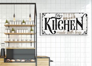Insegna Personalizzata In Metallo O Legno Per Cucina | Frasi Sull'Amore Per Il Cibo | Decorazione Parete Rustica | Regalo Artigianale