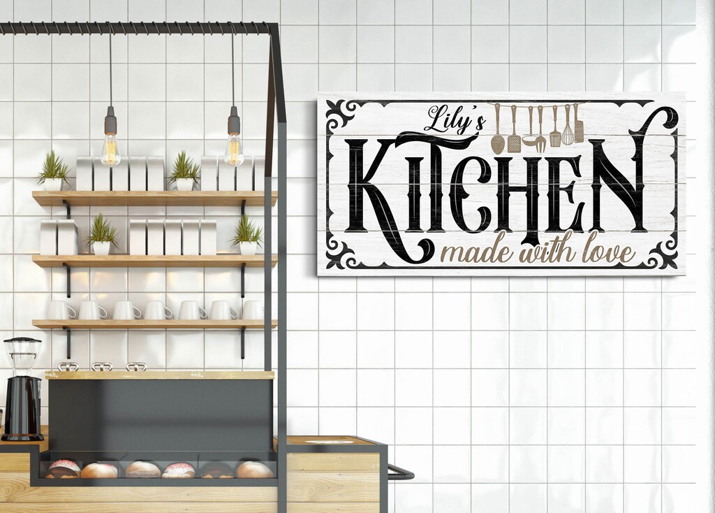 Insegna Personalizzata In Metallo O Legno Per Cucina | Frasi Sull'Amore Per Il Cibo | Decorazione Parete Rustica | Regalo Artigianale