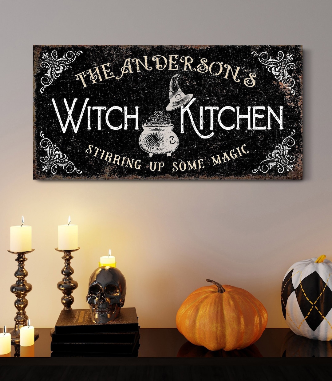 Custom Personalized Kitchen Witchery Metal Sign - Gift Idea For Halloween/Wiccan Decor/Pagan Decor
