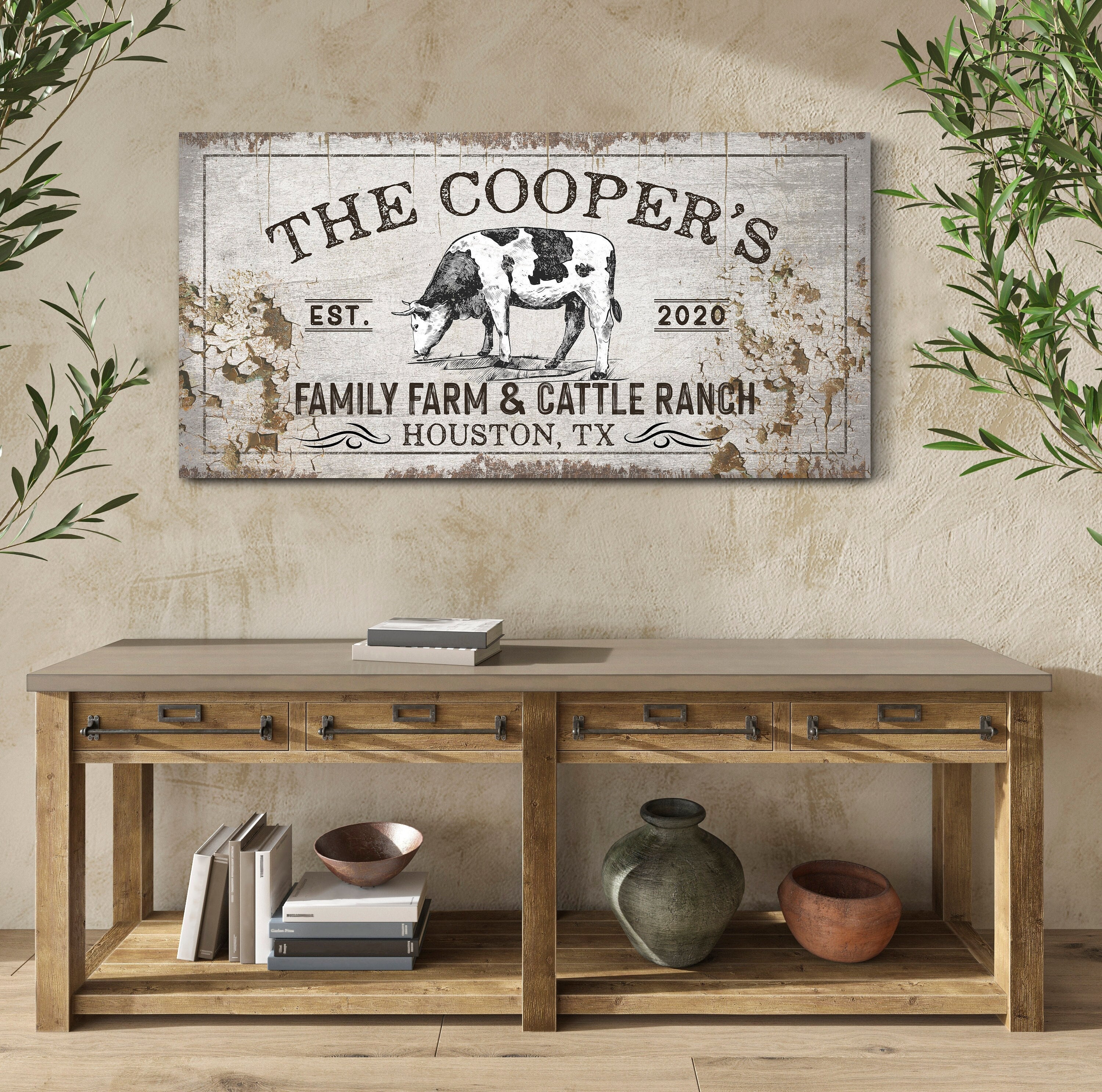 Custom Family Farm Cattle Ranch Sign Family Name Sign Entryway Wall Art ...
