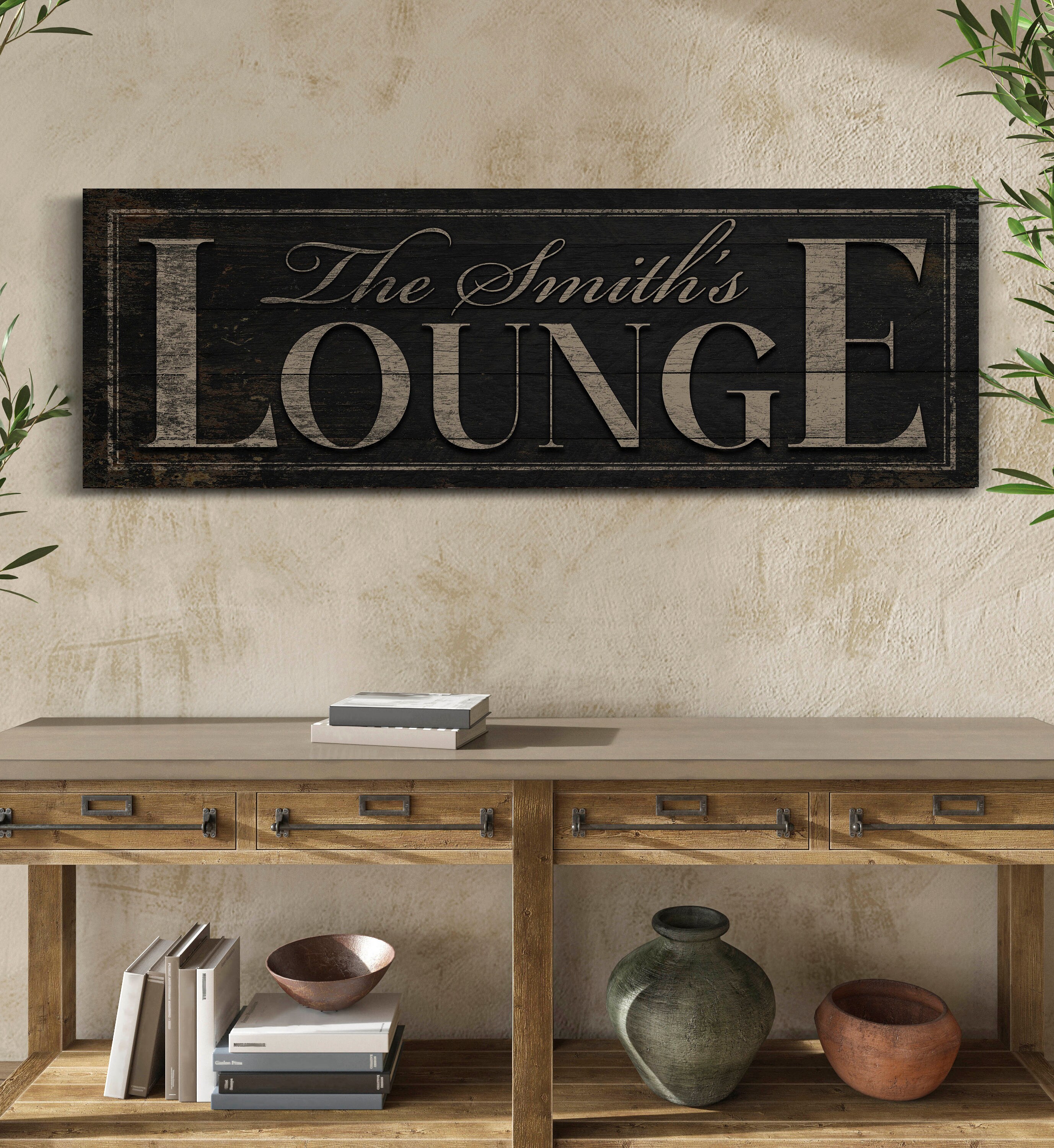 Personalized Lounge Sign With Family Name, Custom Lounge Wall Art ...