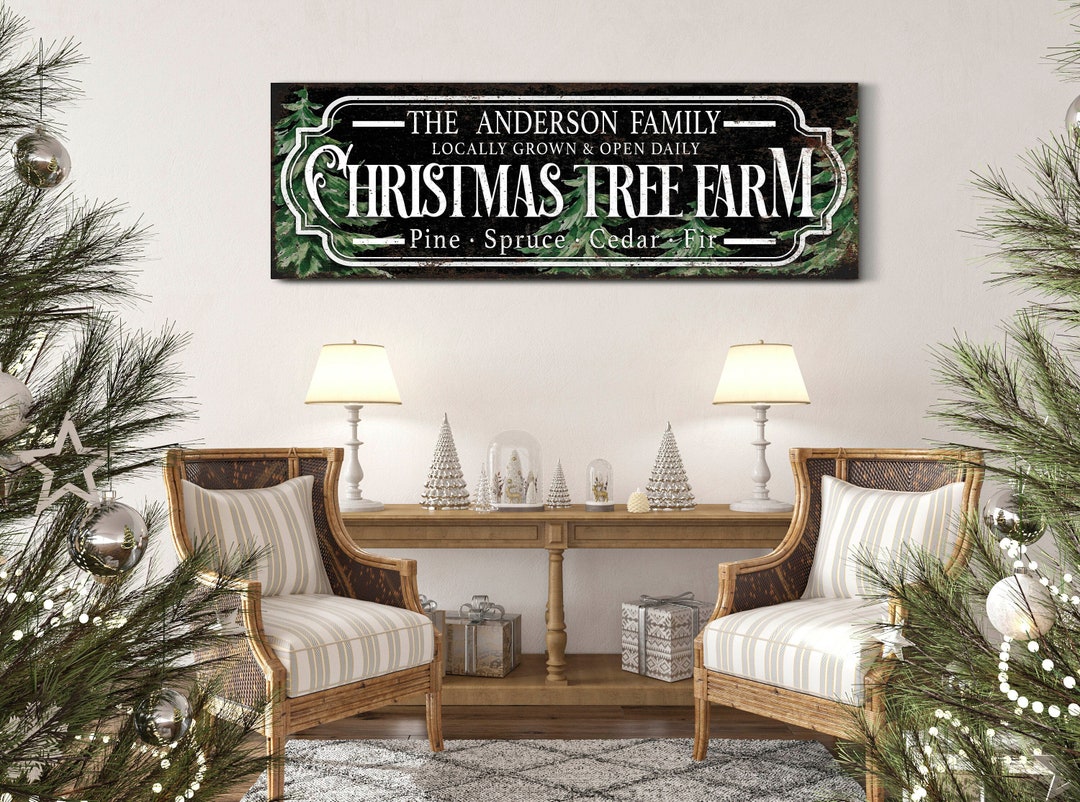 Personalized Christmas Tree Farm Sign, Modern Farmhouse Christmas Wall