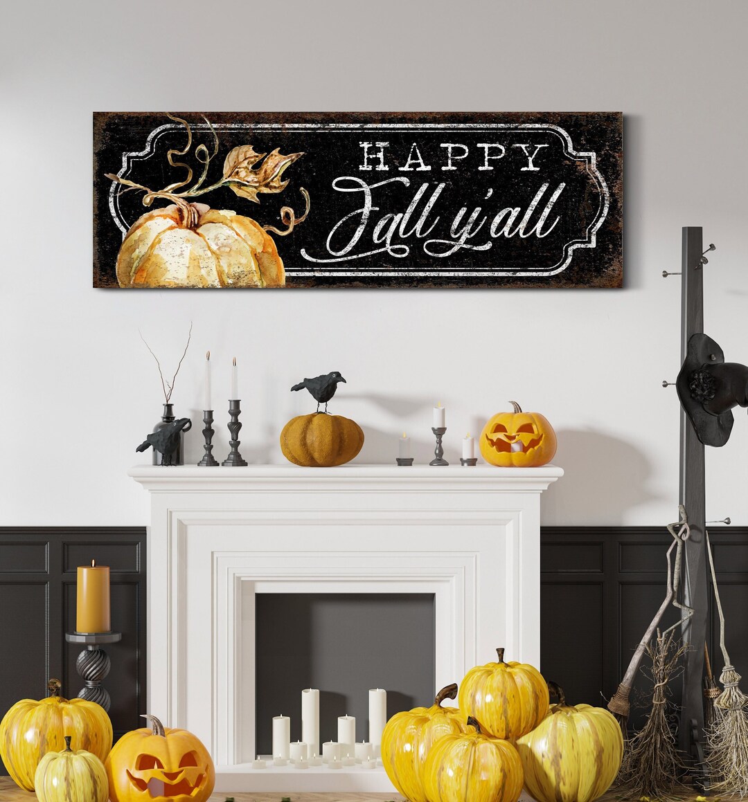 Happy Fall Y'all Sign Pumpkin Sign Rustic Halloween Wall Decor ...