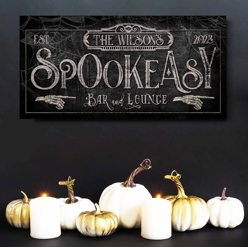Spook Easy. Sign Personalized Spookeasy Bar & Lounge Sign, Rustic Creepy Gothic Bar ...