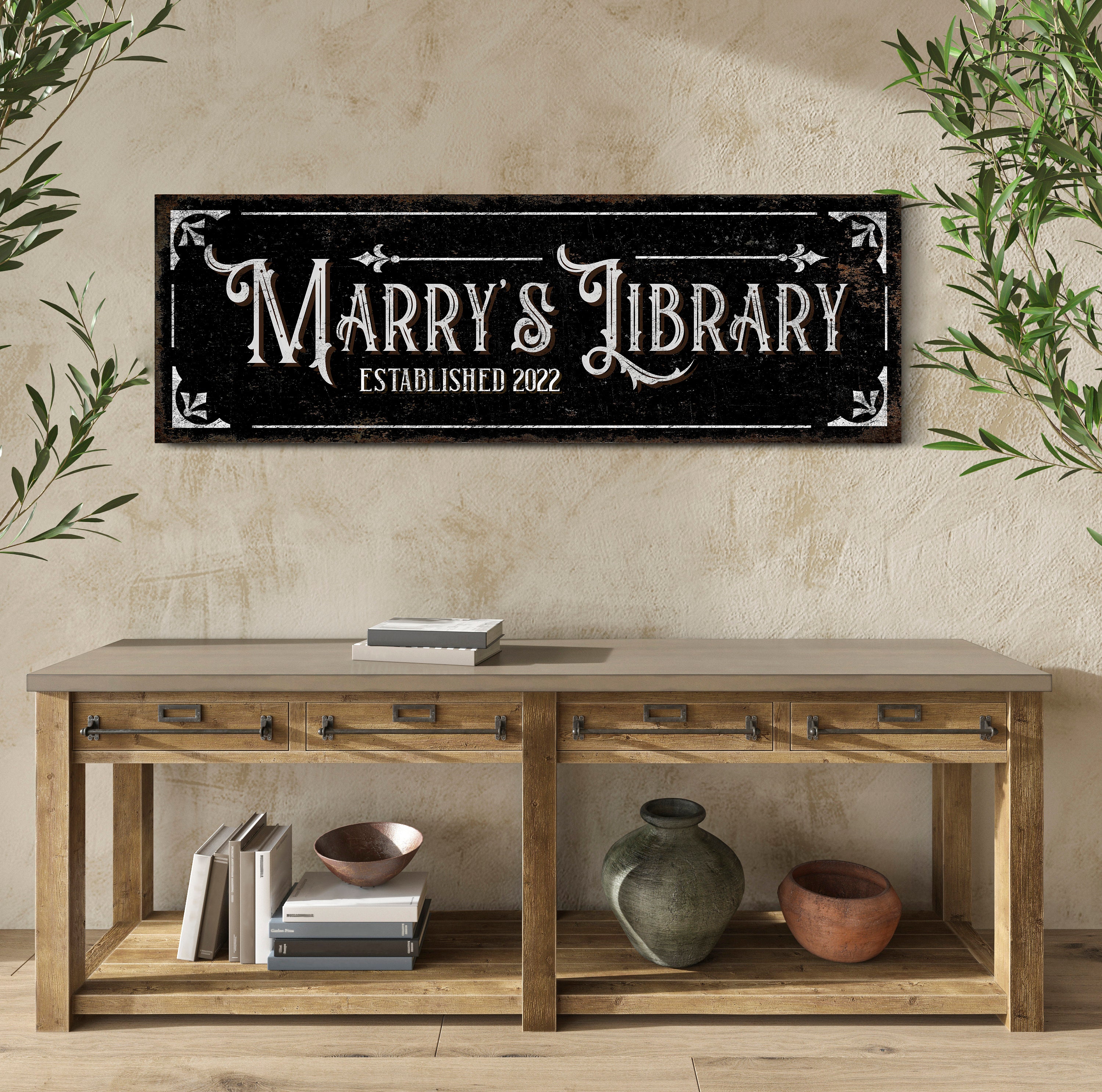 Personalized Library Sign Bookshelf Sign Teacher Gift Book Lovers Sign ...