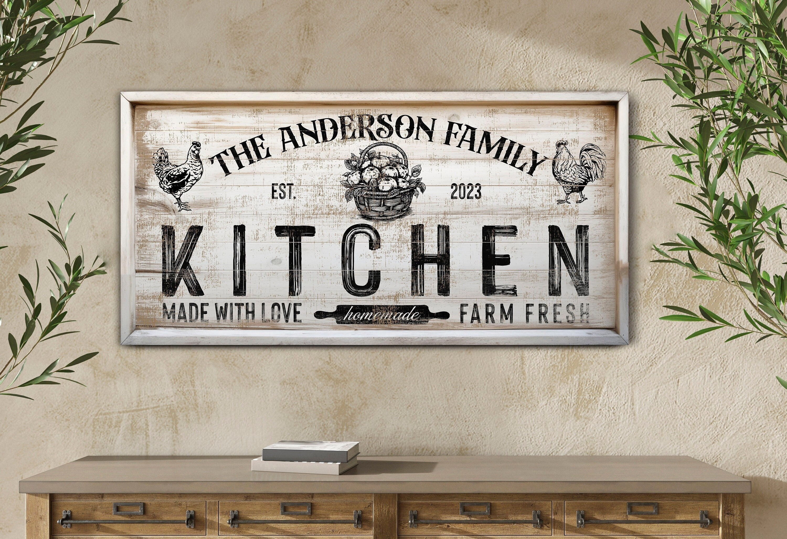 Personalized Kitchen Sign, Custom Family Kitchen Decor, Kitchen Wall ...