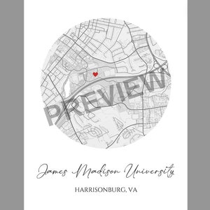 Harrisonburg (JMU) Karte Drucken - Benutzerdefinierte Ort Herz