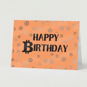 Bitcoin Birthday Card – “Happy Birthday” | Crypto Birthday Card | Digital Download Printable