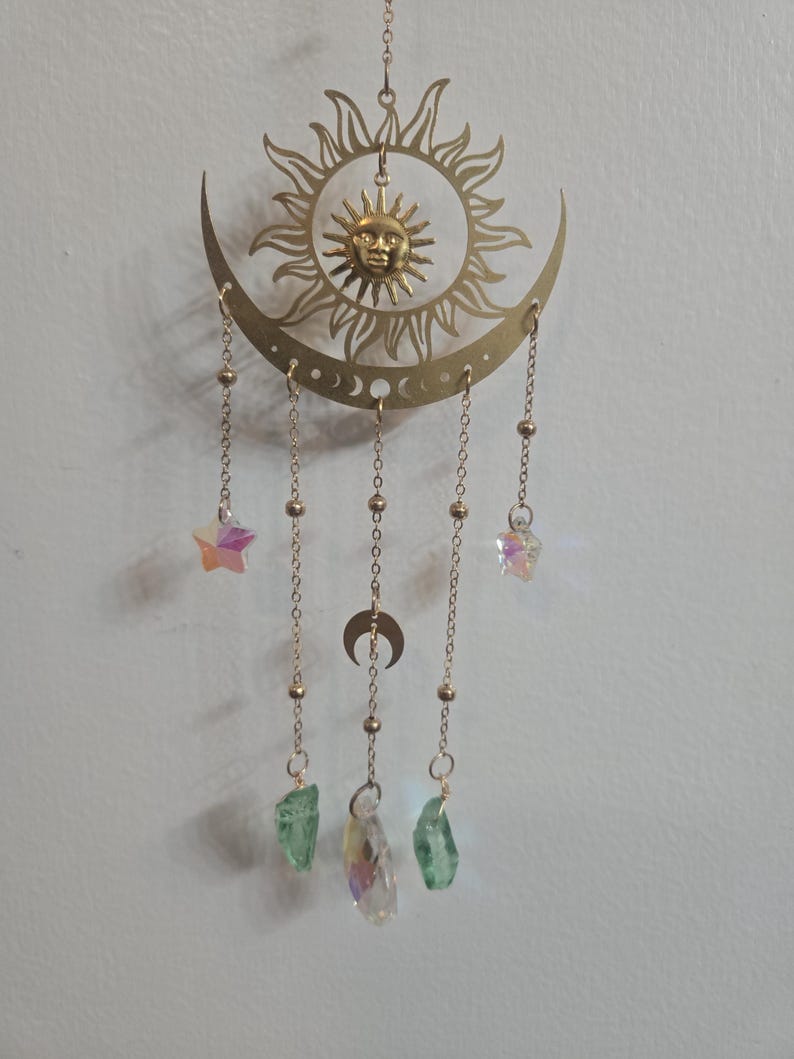 Sun & Moon Crystal Suncatcher – Celestial Wall or Window Hanging With ...
