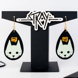 Stray Game Cat Inspired Faux Leather Glow-in-the-Dark Hypoallergenic Earrings