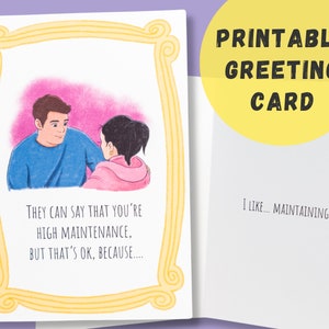 Chandler en Monica High Maintenance Romantische afdrukbare DIY-kaart - Digitale download