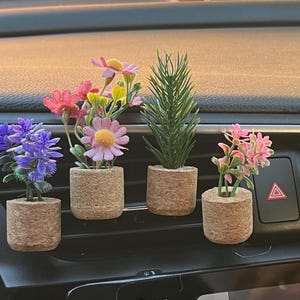 Ambientador de coche con diseño floral para la rejilla de ventilación / Clip de corcho para la rejilla de ventilación / Ambientador ecológico para coche / Clip para aceites esenciales / Regalo / Hecho a mano