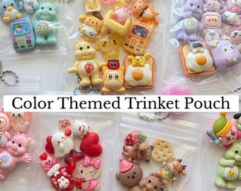 Handmade Trinket Pouch Charm Keychain , Accessory, DIY, Clear Pouch for Charms, Heat stamped