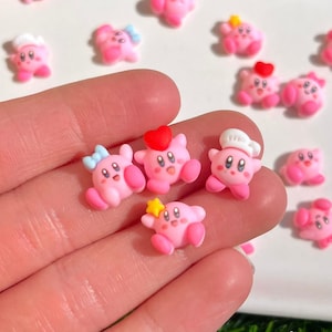 Kawaii Resin Kirby Miniature Nail Charm, Nail Art, Nail Decoration, DIY, Jewelry Making Supplies
