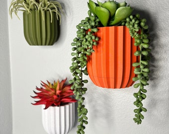 Wall Planter with Hidden Drip Tray, 26 color options, Mid-Century Style with Hidden Universal Wall Mount, Modern Home Plant Decor, Planters