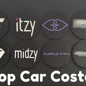 KPop Themed car cup holder inserts, Car coasters set, BTS, Twice, Seventeen, Itzy, Purple Kiss, Enhypen, ATEEZ