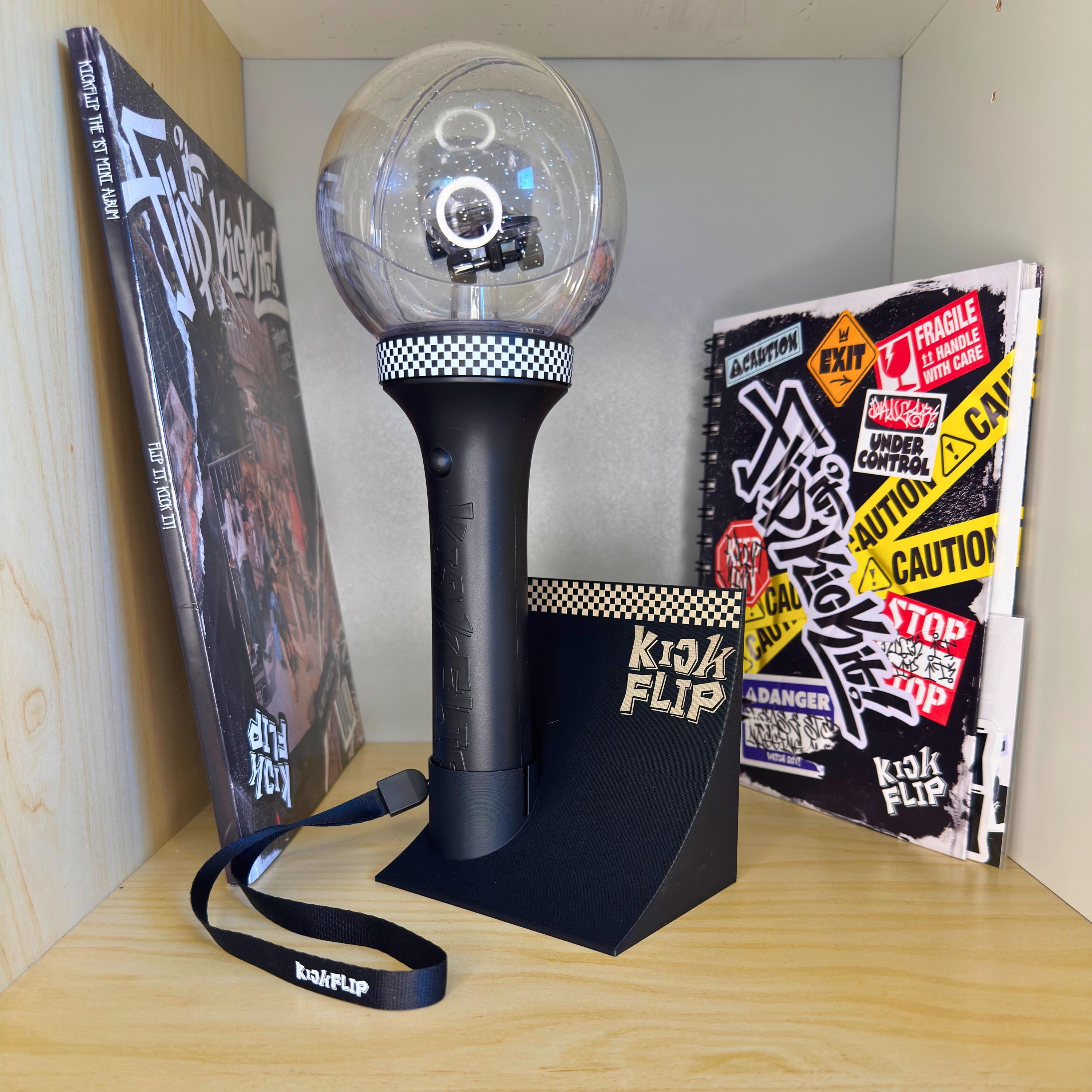 Kick Flip Lightstick Stand With Hidden Storage - Skateboard Ramp