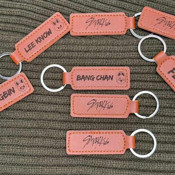 Stray Kids SKZOO Leather Keychain - Custom Engraved Member Name