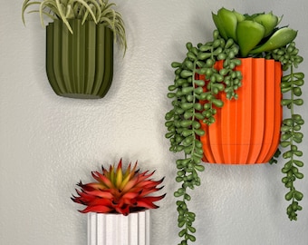 Jardinière murale avec bac d'égouttement caché, 26 couleurs au choix, style Mid-Century avec support mural universel caché, décoration de plante d'intérieur moderne, Jardinières