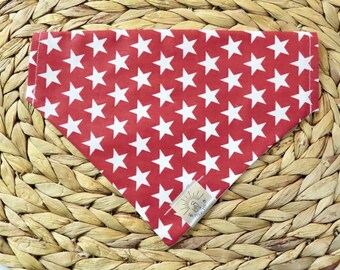 Over the Collar Dog Bandana-Red Patriotic Stars-Personalized Dog Bandana-Customizable Dog Bandana -4th of July Bandana-Memorial Day Bandana