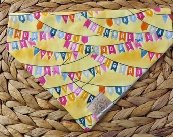 Over the Collar Dog Bandana-Birthday Bandana-Happy Birthday Streamers-Customized Dog Bandana-Dog Gift-Dog Birthday Gift-Birthday Bandana