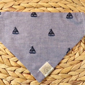 Over the Collar Dog Bandana-Embroidered Sailboat-Mom Gift-Personalized Dog Bandana-Customized Dog Bandana-Nautical Dog Bandana-Sailing
