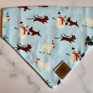 Over the Collar Dog Bandana-Tie on Bandana-Happy Pawlidays-Personalized Dog Bandana-Customized Dog Bandana-Christmas Bandana-Holiday Bandana