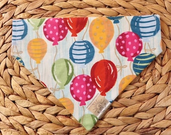 Over the Collar Dog Bandana-Birthday Bandana-Happy Birthday Balloons-Customized Dog Bandana-Dog Gift-Dog Birthday Gift-Birthday Bandana