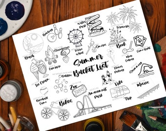 Color As You Go Summer Bucket List, Color Bucket List, Coloring Summer Bucket List, Kids Summer Bucket List, Family Bucket List, Color Me