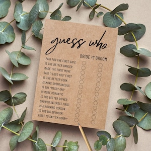 Jeu de douche nuptiale pour shower de mariage Cadeau pour shower de mariage Cartes de jeu imprimées pour shower de mariage Jeu de shower de mariage