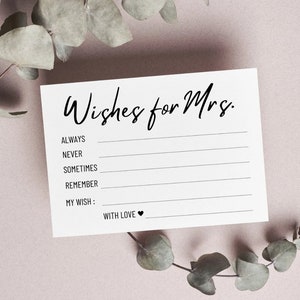 Consigli stampati per i biglietti della sposa Consigli per l'addio al nubilato Carte di auguri per la sposa