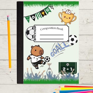 Soccer Composition Book Cover Design | Kids Sports Pattern (Digital Download)