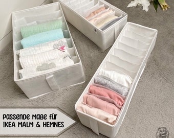 Clothes organizer in drawers with sturdy sides | organize baby clothes | Suitable dimensions for IKEA MALM and HEMNES changing table