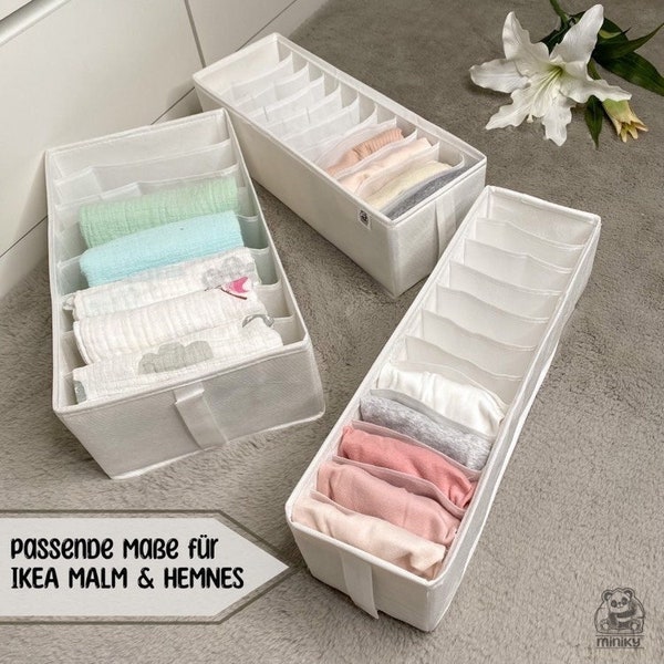 Organisateur pour vêtements dans des tiroirs avec côtés robustes | Organiser les vêtements de bébé | Dimensions adaptées aux tables à langer IKEA MALM et HEMNES