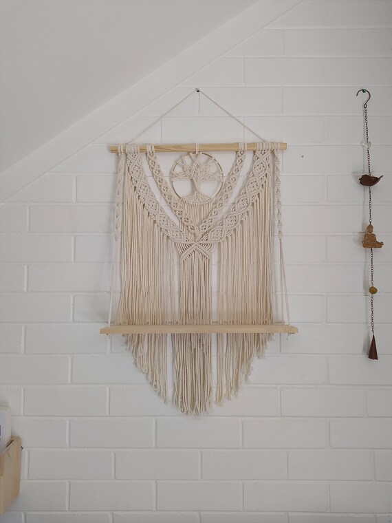 Tree of Life Macrame Wall Hanging Shelf Etsy
