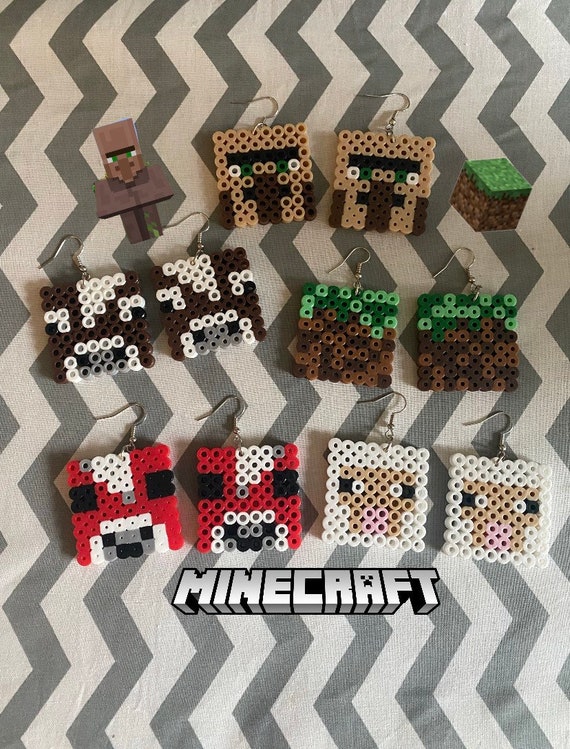 Minecraft Earrings Perler Beads Etsy