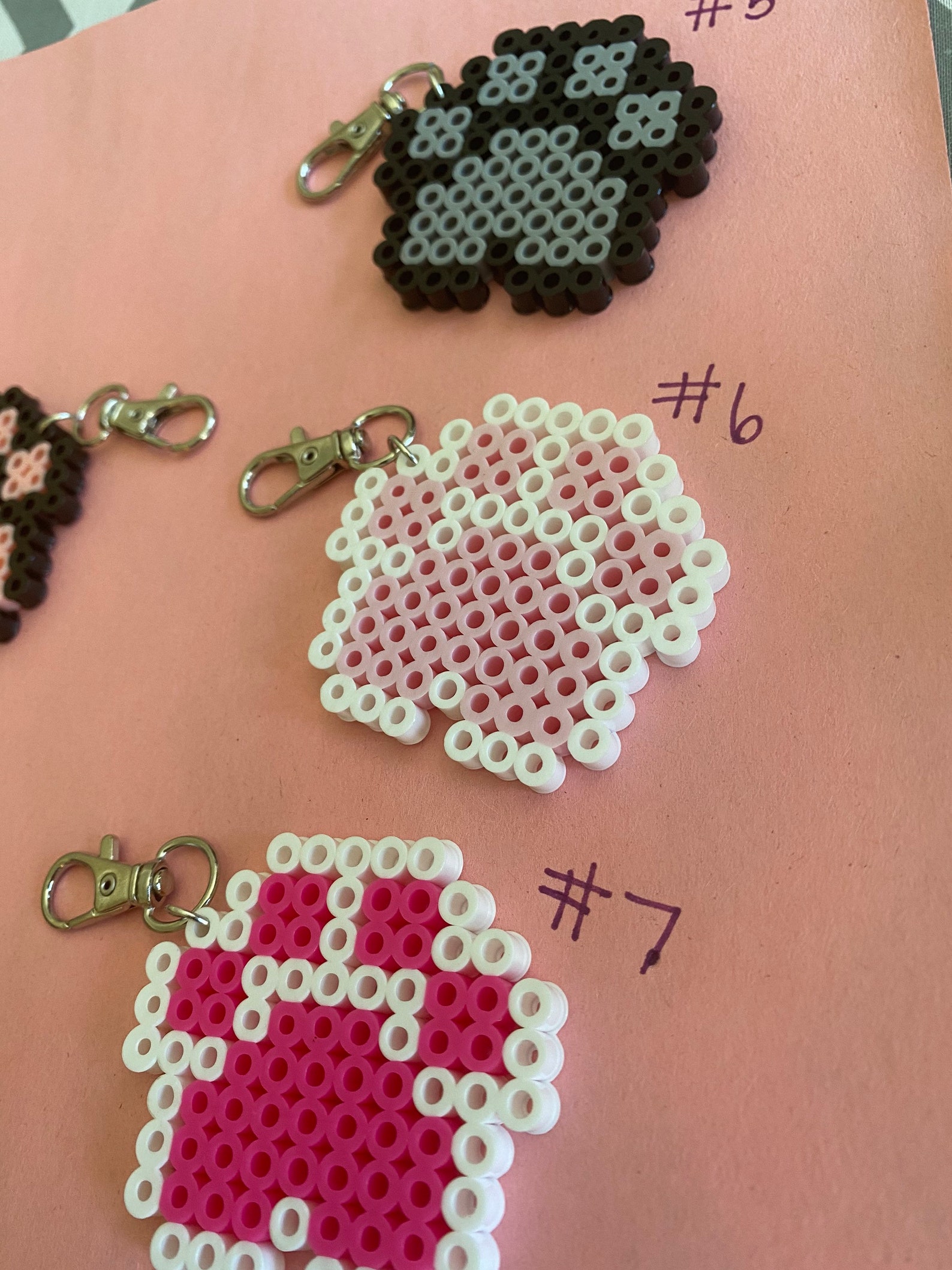 Cat Paw Keychains Perler Beads Etsy UK