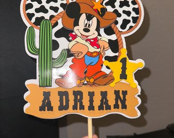 Adorno para tarta de Mickey Mouse vaquero