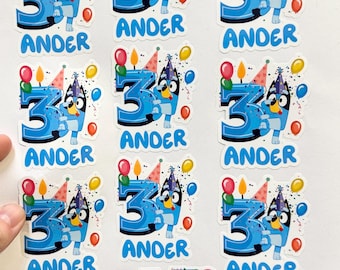 ¡Pegatinas de cumpleaños azules!