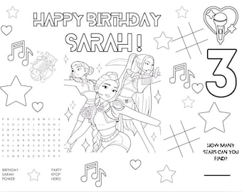 ¡Hoja para colorear de cumpleaños de Kpop! PEDIDO POR HOJA